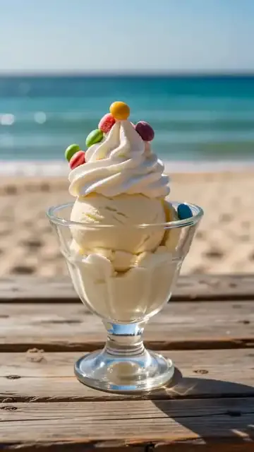 Coupe enfant et pause glace en famille